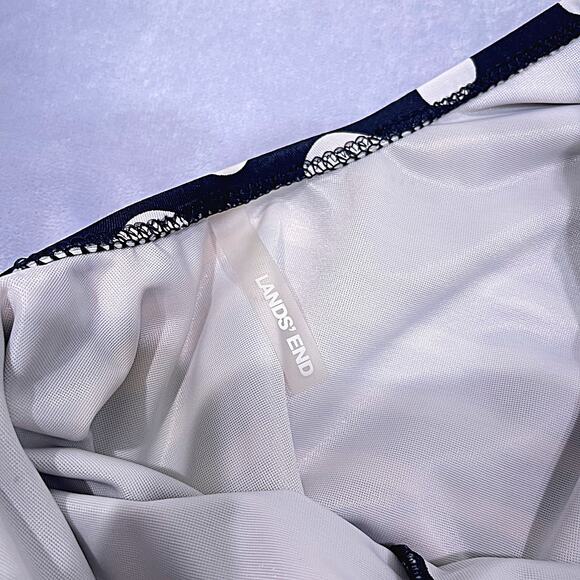 Lands End Polka Dot Striped One Piece Swimsuit Black White Tugless Womens 14 - Picture 3 of 5